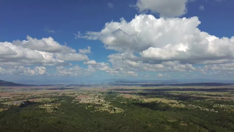 Green forest and fields of Amealco seen from an aerial perspective Stock Footage 344594068