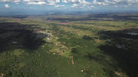 Green forest and fields of Amealco seen from an aerial perspective Stock Footage 344595870