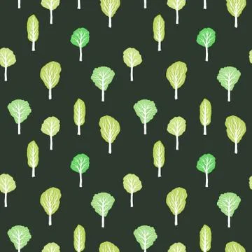 Green forest background - seamless trees vector illustration. Stock Illustration