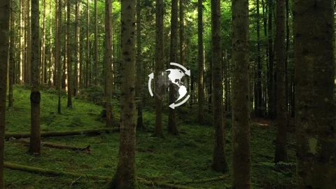 Green forest with earth globe planet rotation Stock Footage 340238545