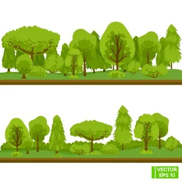 Green forest with flat trees イラスト素材