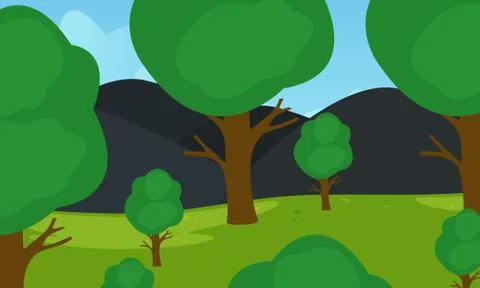 Green forest Landscape background Stock Illustration