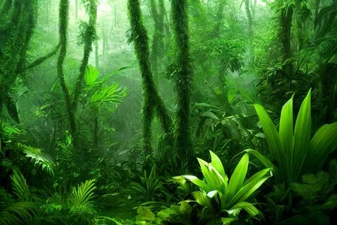 Green forest landscape Stock Illustration