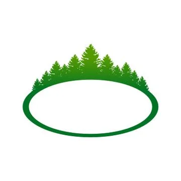 Green Forest Landscape Oval Shape Symbol Design Stock Illustration