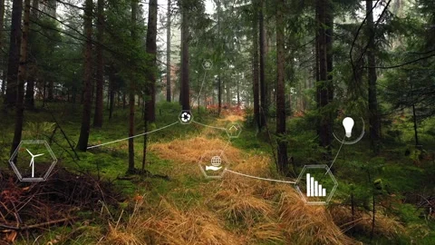 Green forest nature with connected ecology icons animation Vídeo Stock 341831408