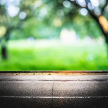 Green forest road background Stock-Fotos