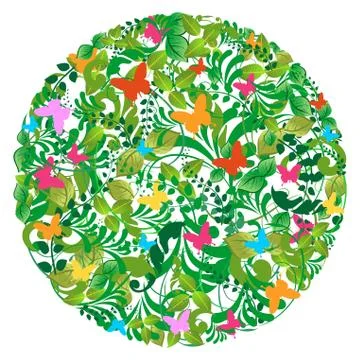 Green forest spring and summer pattern Illustrazione stock