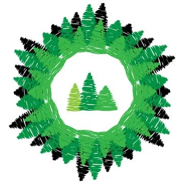 Green forest symbol isolated on white background Stock Illustration