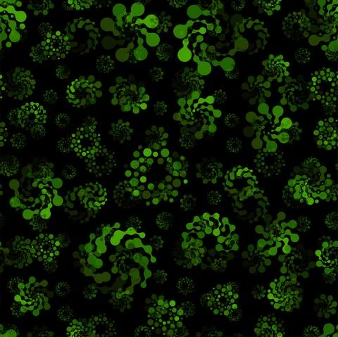 Green forest trees abstract seamless circles design pattern unusual. Vector Illustrazione stock
