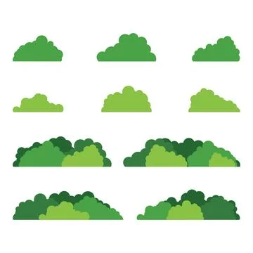 Green forest trees and bushes set collection isolated on white background イラスト素材