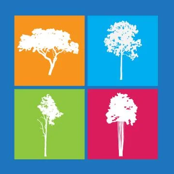 Green forest trees design elements Stock Illustration