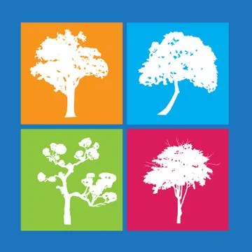 Green forest trees design elements Stock Illustration