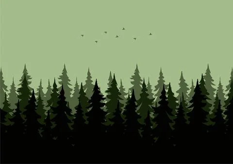 Green forests landscape vector Stock Illustration