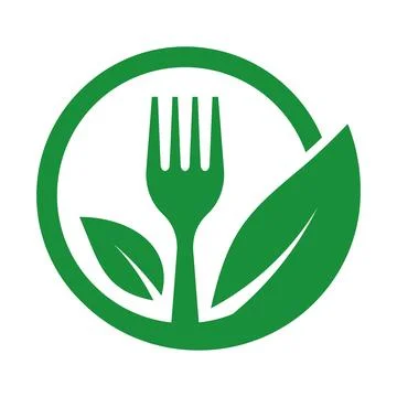 Green Fork and Leaf Logo for Sustainable Food and Eco-Friendly Agriculture Stockillustratie