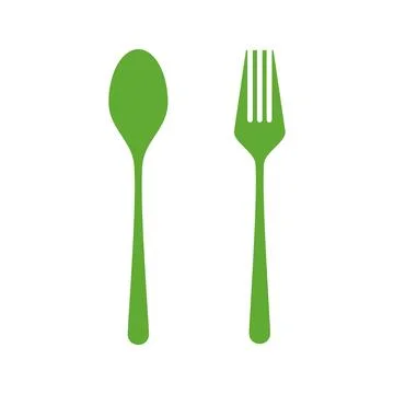 Green Fork And Spoon Icons 库存插图