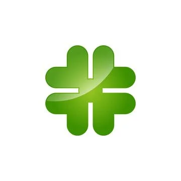 Green four clover St. Patrick Day icon vector logo template 스톡 일러스트