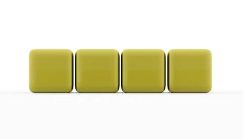 Green four cubes rendered isolated on white background Stock Illustration