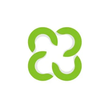 Green Four Leaf Abstract Logo Template Illustration Design. Vector EPS 10. Stock Illustration