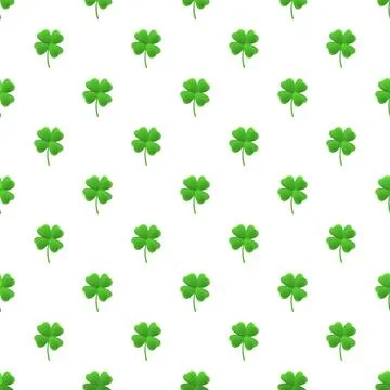 Green four leaf clover creating seamless lucky pattern 库存插图