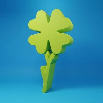 Green Four leaf clover icon isolated on blue background. Happy Saint Patric.. Stock Illustration