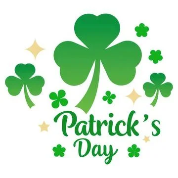 Green four leaf clover with shamrocks and stars for st patrick's day Stock Illustration