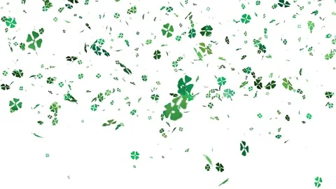 Green four leaf clovers falling down - 3D rendering Vidéo 265137839