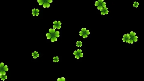 Green Four Leaf Clovers Falling Against a Solid Stock Footage 339397587