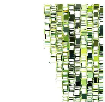Green fragmented abstract pattern over white Stock Illustration