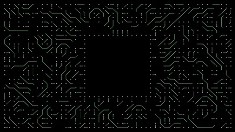 The green frame of the diagram. PCB border design. The motherboard portal. Stock Footage 320935350