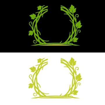 Green frame with floral elements Stock Illustration