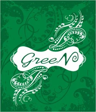 Green frame with label. Stock Illustration