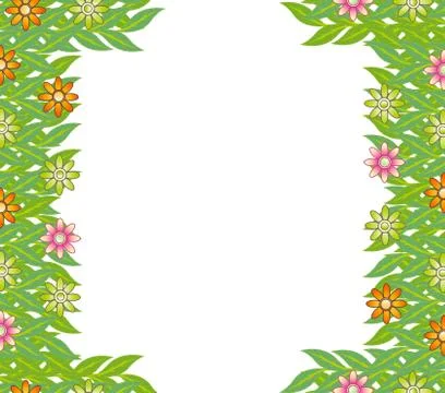 Green frame leaf flower Stock Illustration