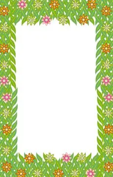 Green frame leaf flower Stock Illustration