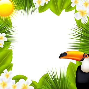 Green frame with tropical elements イラスト素材