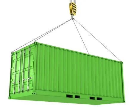 Green freight container hoisted Stock Illustration