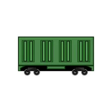 Green freight train wagon transporting cargo concept Stock Illustration