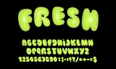 Green fresh 3D text effect with organic theme Illustrazione stock