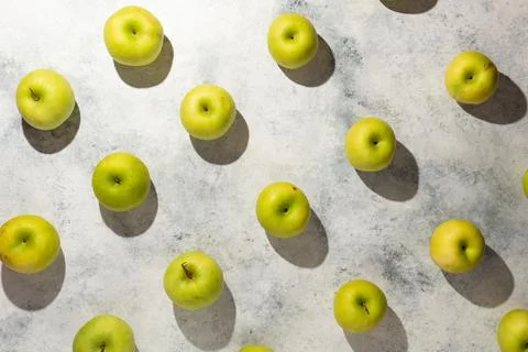 The green fresh apple patterns on a gray background Stock Photos