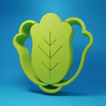 Green Fresh cabbage vegetable icon isolated on blue background. Minimalism .. Stock Illustration