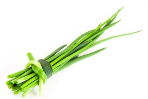Green fresh chive on white background Stock Photos