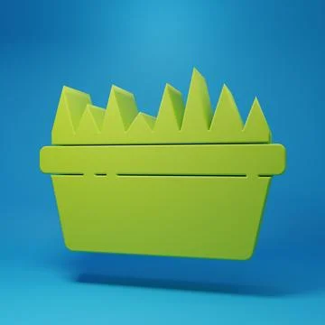 Green Fresh grass in a rectangular icon isolated on blue background. Home d.. Stock Illustration