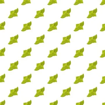 Green fresh organic basil leaf seamless pattern Illustrazione stock