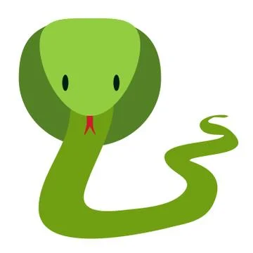Green friendly cobra snake in flat style, vector Stock Illustration