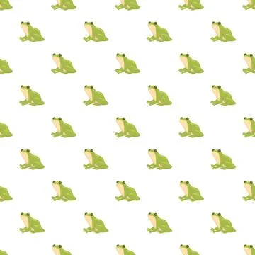 Green frog cartoon characters repeating seamless pattern Stockillustratie