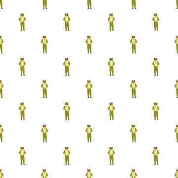 Green frog costume character repeating seamless pattern Stock Illustration