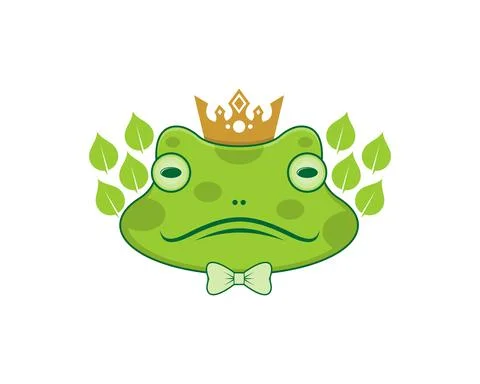 Green frog with crown vector illustration Stock Illustration