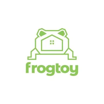 Green frog with home shape logo design vector graphic symbol icon illustrat.. Illustration