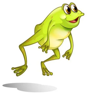 A green frog hopping Stock Illustration