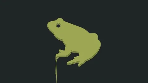 Green Frog icon isolated on black background. Animal symbol. 4K Video motion Stock Footage 235510341