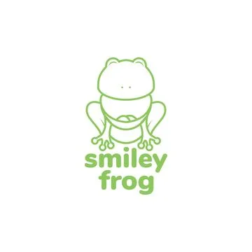 Green frog laugh logo design vector graphic symbol icon sign illustration c.. Illustrazione stock